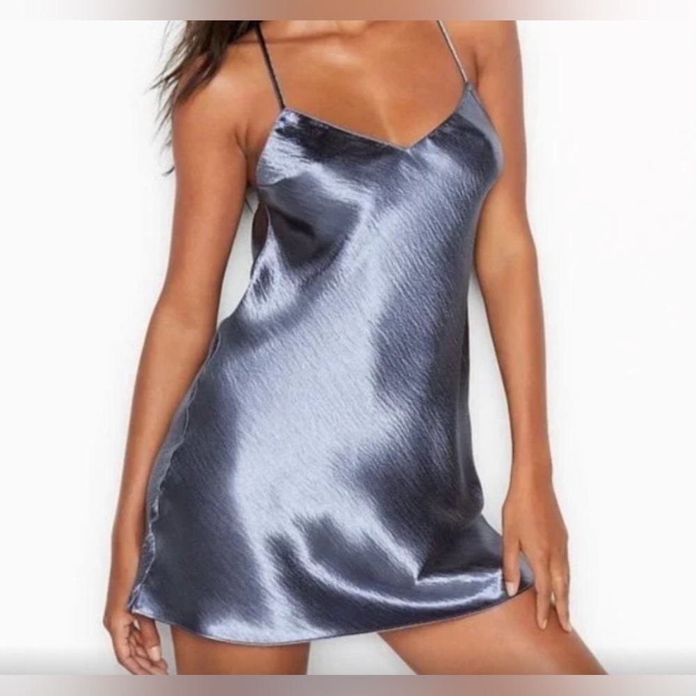 Victoria's Secret Satin Slip Dress Gray-Blue Size XL